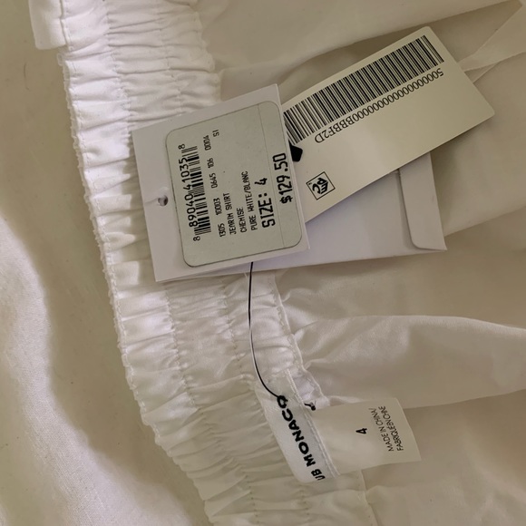 {Club Monaco} White Poplin Off Shoulder Shirt - Picture 2 of 4